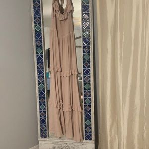Express light pink off the shoulder dress